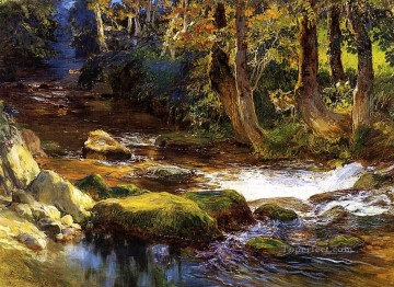 フレデリック・アーサー・ブリッジマン Painting - 鹿のいる川の風景 フレデリック・アーサー・ブリッジマン